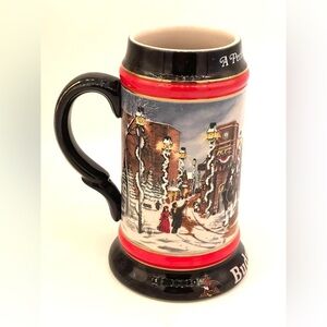Vintage 1992 Budweiser Holiday Beer Stein A Perfect Christmas Collector’s Series